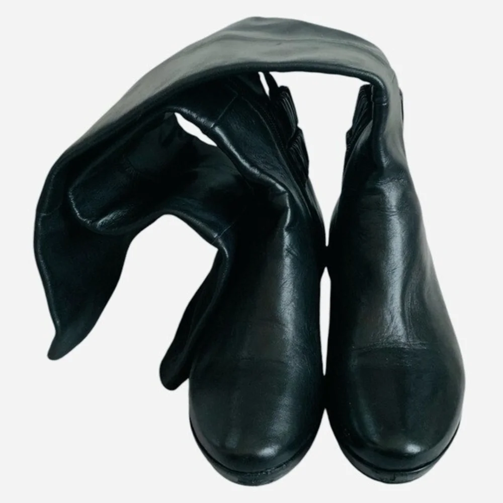 Bruno Magli Black Lambskin Leather Platform Knee-High Boots Women’s EU35 US5